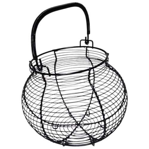 Ymxygz Cesta Redonda De Alambre para Huevos De Gallina Y Frutas/Verduras, Color, Estilo Rústico, Decorativa, con Asa.