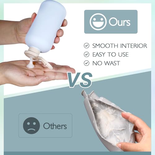 Image of ASEVAT Travel Refillable Shampoo and Conditioner Bottles - 10 oz Plastic Squeeze Bottles with Flip Cap for Toiletries and Liquids (3Pcs)