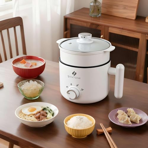 Image of SKYTONE Multipurpose Electric Kettle With Ceramic Coating 2L | Non-Stick Hotpot Cooker For Boil, Steam, Fry, Saute | Multi Cooker Kettle For Water, Milk, Egg, Tea, Soup, Babyfood, Rices (Premium)