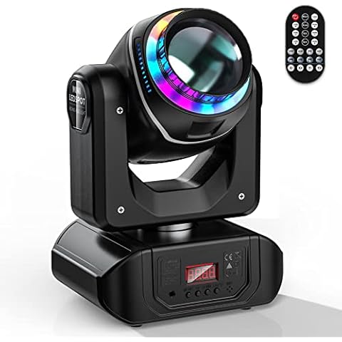 U`King 80W LED Moving Head Light Rotating 18-Facet Prism DJ Lighting Stage Lights with 10 Gobos and 8 Colors Beam Spotlight by DMX and Sound Activated for Parties Wedding Church Live Show Bar Club Cover