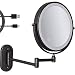 AMHIL 8'' Wall Mounted Makeup Mirror Black USB Rechargeable Double Sided with 3 Tones LED Lights 1x/5x Magnifying Bathroom Mirror for Shaving Extendable Arm Touch Control1X/5X