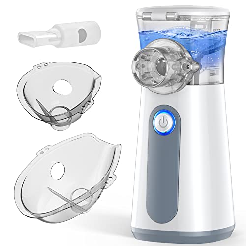Inhaliergeräte für Erwachsene und Kinder - MIYAY Inhalator Tragbarer Stiller Vernebler, Ultraschall Inhalationsgerät Erleichtern Effektiv die Atmung, Einstellbarer Sprühnebel,mit Mundstück und 2 Maske Cover