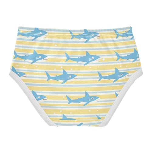 Wusikd Shark Girls' Underwear Cotton Yellow Stripe Girls Briefs Soft Toddler Underwear 2T2