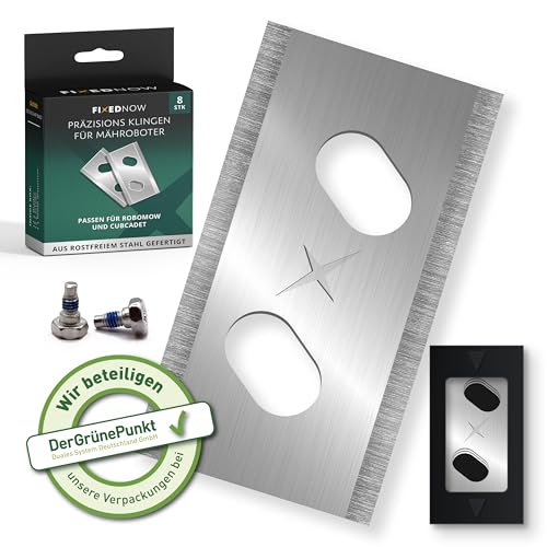 FixedNow Juego de cuchillas de repuesto para cortacésped (8 piezas) compatible con Robomow, Cub Cadet Robot cortacésped Kit de cuchillas de repuesto ultra afiladas, piezas de repuesto para Automower