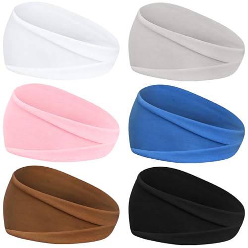 Image of YARIEW 6Pcs Headbands Paisley Bandanas Head Bands Sweat Band Hair Wrap Headwrap Fashion Boho Wide Thick Workout Yoga Elastic Headbands Mens Cooling Running Sports Headband Sweatbands for Women and Men