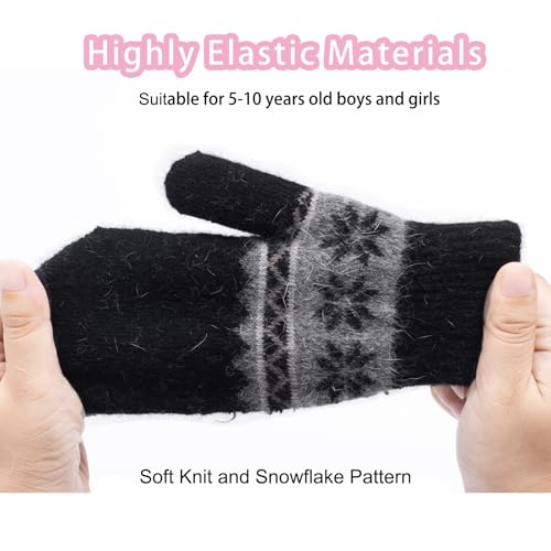 Winter Warm Mittens for Kids - Boys-Girls Cute Snowflake Mittens Outdoor Snow Gloves(for 6-12 Years)3