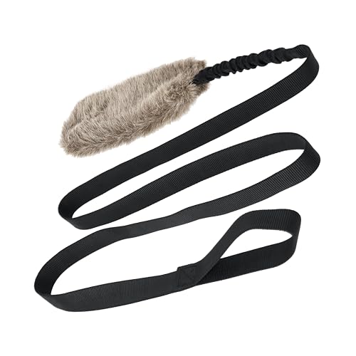 Dingo Hundespielzeug Kunstfell mit Quietsch Pelz Lange Schwarz Bungee-Griff Beisswurst Mop Hundetraining Spiel mit Hund zum Tauziehen Fleece 15585