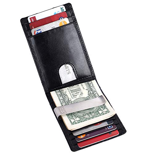 Image of Brooklyn Bridge Genuine Leather Money Clip Wallet for Men - Premium Slim RFID Protected Wallet with Cash Clip & Multiple Card Slots, Smart Front Pocket Design, Stylish Gift for Men