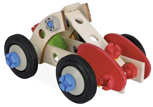 Eichhorn 100039016 - Constructor Rennauto, 50-TLG., Holz-Konstruktions-Set, 3 Verschiedene Modellvarianten baubar, FSC 100% Zertifiziertes Buchenholz, Made in Germany