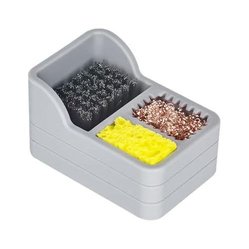 はんだ廃棄物管理ボックス 3In1 はんだこて先クリーナー 錫ドロス収集 真鍮線 スチールブラシ シリコンホルダー はんだスクラップ保管庫