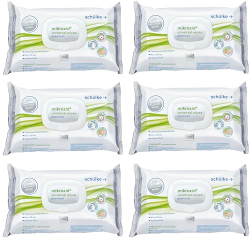 Schülke Mikrozid Universal Wipes Premium Desinfektionstücher gebrauchsfertige Tücher zur Flächendesinfektion 6 x 100 Tücher