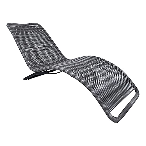 Image of CHARLES BENTLEY Zanzibar Sun Lounger Bed, Grey Sunbed Seat, Garden, Soft Woven PE Rattan, Furniture, Indoor, Outdoor, Patio, Seating For One, Powder Coated Steel, Modern, Contemporary (59x161x76cm)