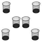 Kit 6 Porta Canetas Lápis Escritório Aramado Organizador De Mesa Redondo Preto