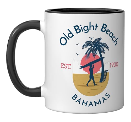 Old Bight Beach Cat Island Bahamas Ceramic Mug, Black/White