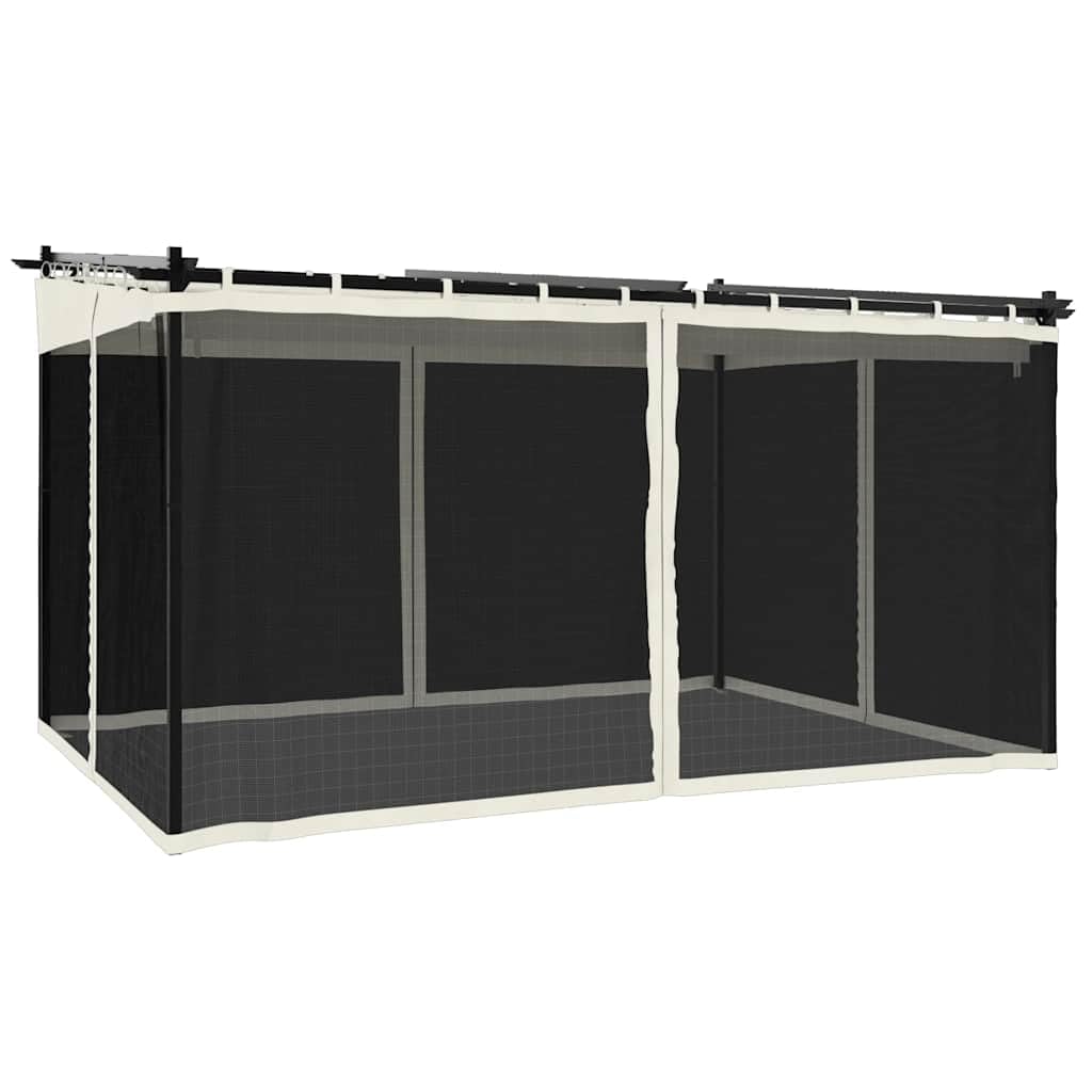 vidaXL Cenador con Paredes de Malla Acero Crema 4x3 m
