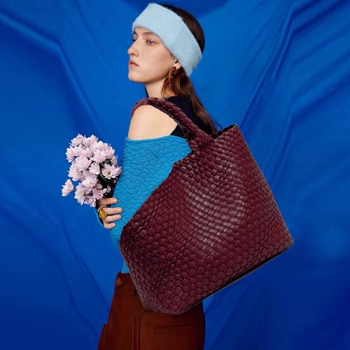 Image of JINMANXUE Fashion Woven Bag Shopper Bag Travel Handbags and Purses Women Tote Bag Large Capacity Shoulder Bags
