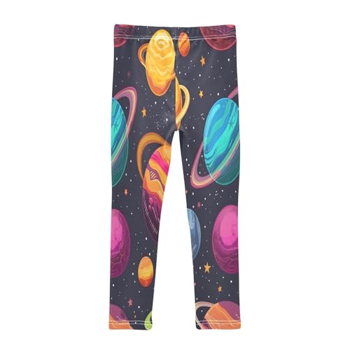 Bolaz Toddler Girls Leggings Printed Yoga Pants Leggings Blue Purple Yellow Planet for Kids2