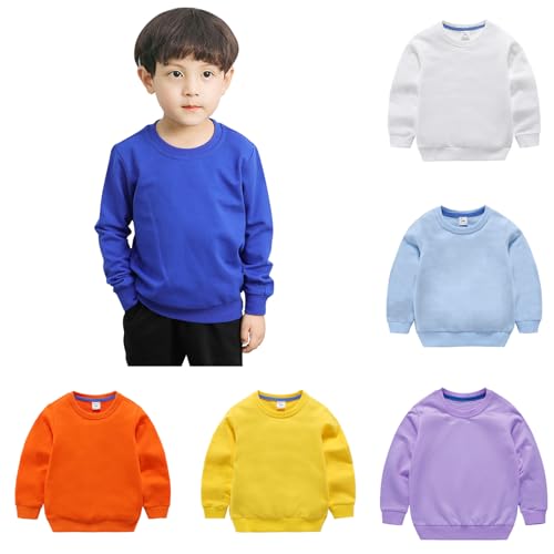 Unisex Baby and Toddler Boys Girls'Cotton Long Sleeve Basic Round Neck Solid Sweatshirt Tee Shirts Fall Clothes