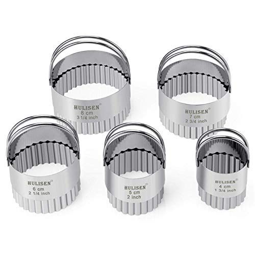 image for HULISEN Biscuit Cutter Set (5 Pieces/Set), Stainless Steel Round Biscu