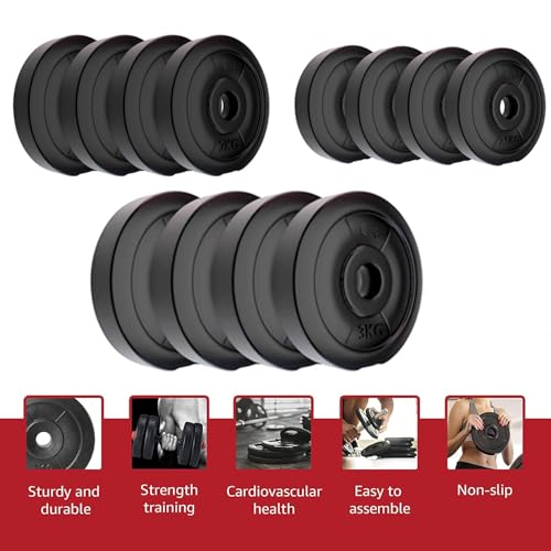 Image of Star X Home Gym Kit for Men & Women | Exercise Equipment | 3ft Curl Rod, PVC Dumbbell Plates, Leather Gym Gloves, Gym Bag, Skipping Rope & Other Accessories
