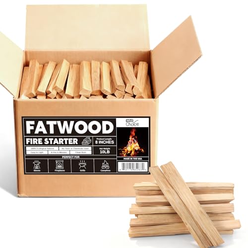 W&E Choice 10LB Fatwood Fire Starter Sticks, 130-180Pcs 100% Natural Dried Pine Kindling Wood, Easy...