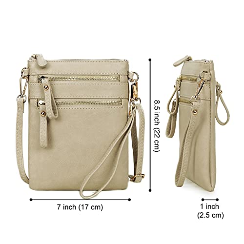 Solene Women'S Faux Leather Organizer Multi Zipper Pockets Handbag With Detachable Wristlet Crossbody Bag-Wu002 thumb #3