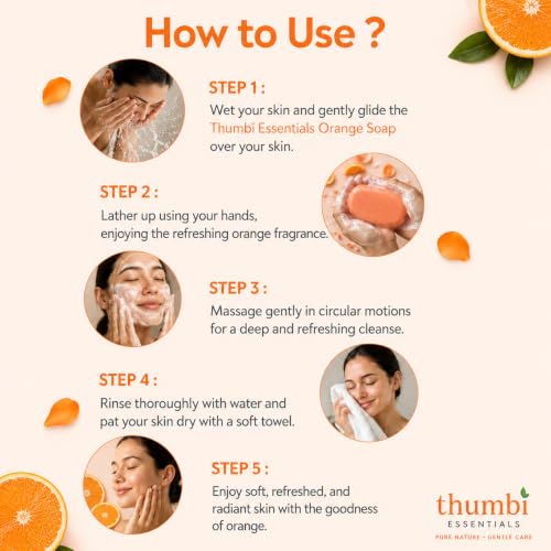 Image of Orange Bio-Enzyme Handmade Bathing Bar, Pack of 2 | Natural Citrus Soap, Coconut & Sesame Oil, Cold Process Herbal Soap, 100g Each