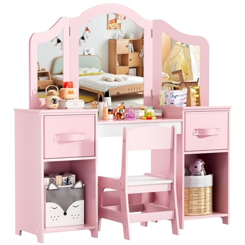 MAMIZO 2 in 1 Schminktisch Kinder Set, Kinderschminktisch mit Abnehmbarem...