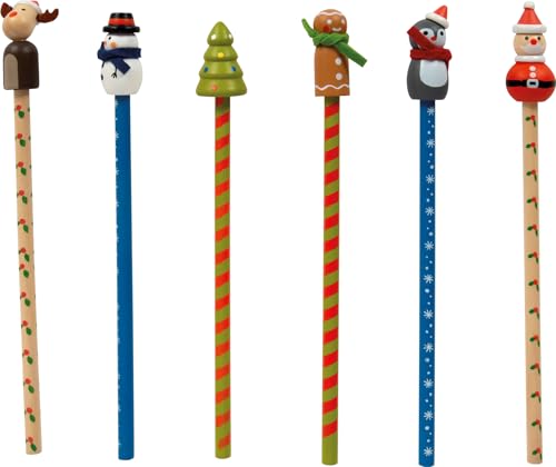 small foot Christmas Pencils Set, wood, set of 6, for gift exchanges Advent calendars or small treats for kids 12678 - Image 2