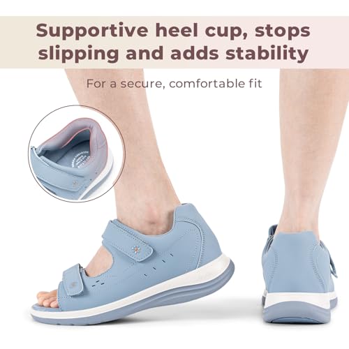 Image of FitVille Diabetic Sandals for Women Wide Width, Open Toe Orthopedic Wide Sandals for Women with Adjustable Straps and Arch Support for Bunions, Plantar Fasciitis, Swollen Feet