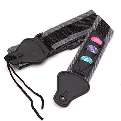 HUIOP Sangle d’épaule basse pour guitare électrique/acoustique réglable avec 3 supports de choix de guitare,ceinture en nylon tressé,extrémités en cuir PU + 3pcs,choix en celluloïd,épaule de gui - Les Beatles, Paul McCartney, John Lennon, RIngo Starr, George Harrison HUIOP Sangle d'épaule basse pour guitare électrique/acoustique réglable avec 3 supports de choix de guitare,ceinture en nylon tressé,extrémités en cuir PU + 3pcs,choix en celluloïd,épaule de gui – Image 5