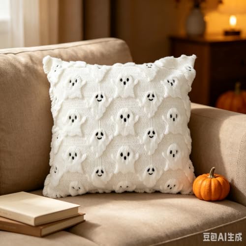 18 Inches Ghost 3D Relief Pattern Fall Pillow Covers for Halloween Decor - image 7