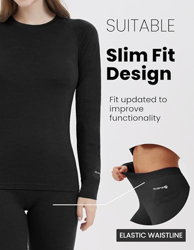 Image of Iguana Womens 100% Merino Wool Base Layer Sets for Ski Lightweight Thermal Underwear