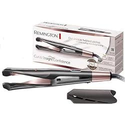 Remington Plancha de Pelo Curl & Straight Confidence, Placas en Espiral, 2 en 1 Alisa y Riza, Óptimo para Ondas, Cerámica, 5 Temperaturas hasta 230°C, Digital, Gris, S6606B