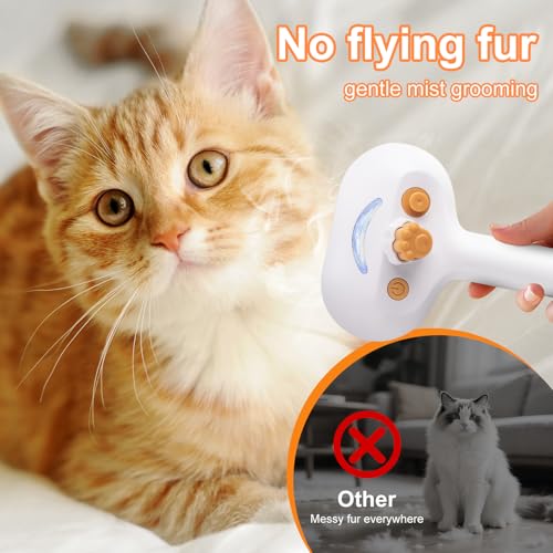 Image of 3-in-1 Pet Steam Brush Set for Dogs & Cats, Grooming Comb with Spray, Defur Tool, Water-Assisted Hair Removal, Gentle Cat & Dog Spritz Brush, Multi-Purpose Steam Grooming Kit