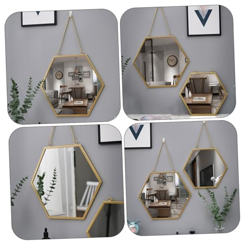 Miroir hexagonal mural noir métal pour salle de bain design géométrique chic