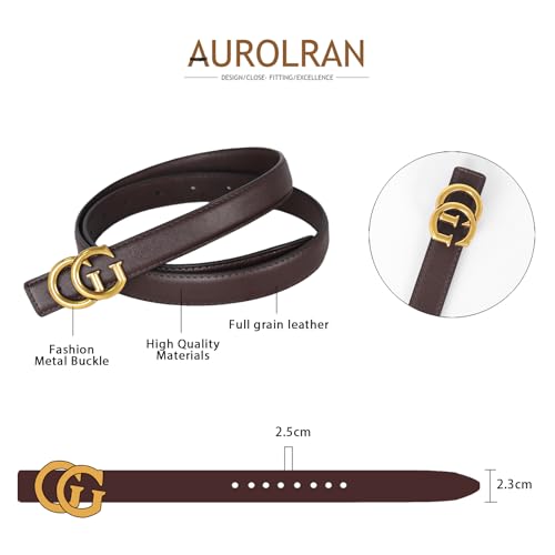 Image of Aurolran Women's Leather Belt with Buckle - Ideal for Dresses, Jeans, and Coats