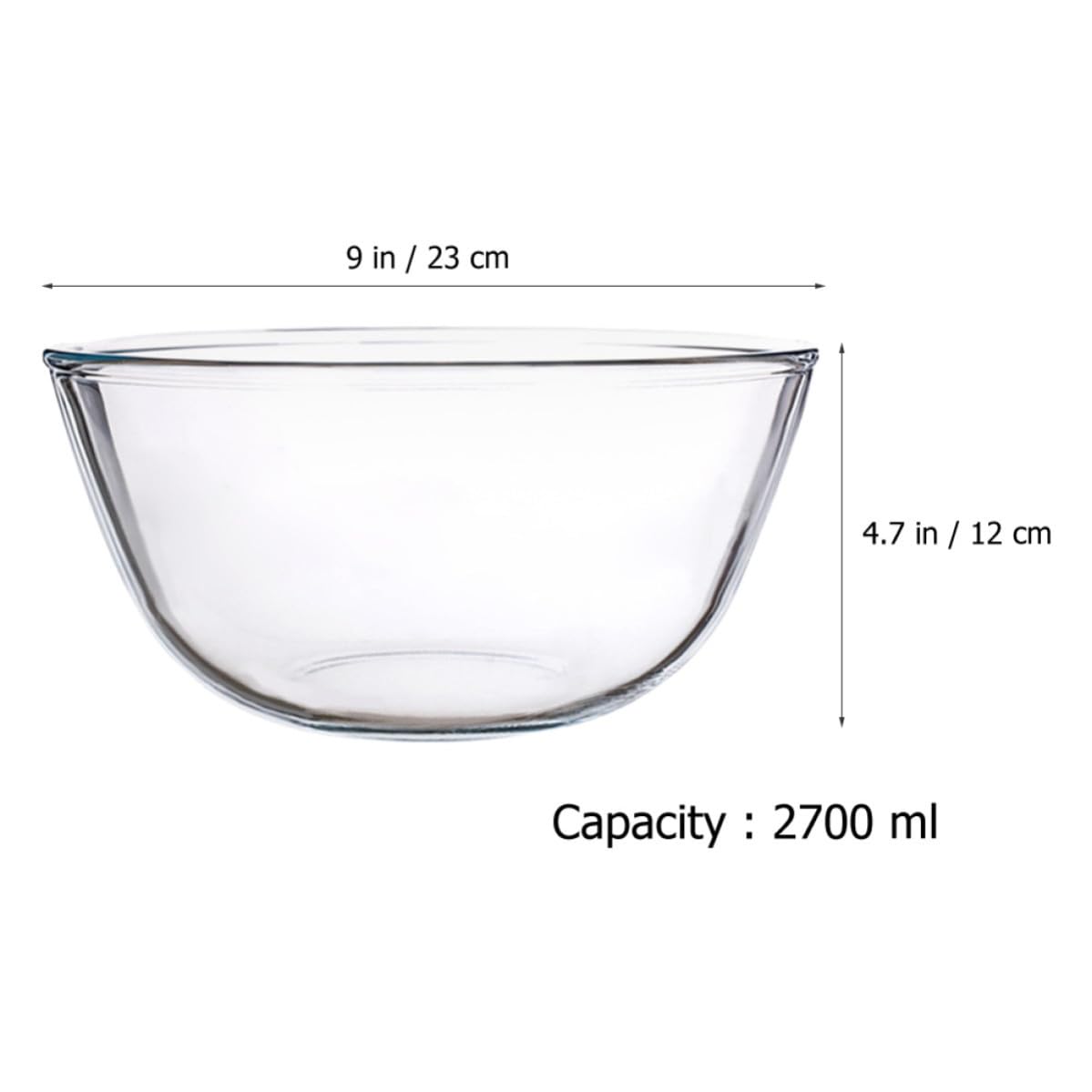 ABOOFAN Redonda Ensaladera para Servir de Vidrio Transparente 2700ml
