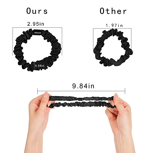 Image of Hair Ties Satin Scrunchies - Small Mini Scrunchy for Women Thick Hair Accessories Cute Soft No Slip Hair Elastics Ponytail Holder for Curly Hair No Damage Hairties Gift for Girls