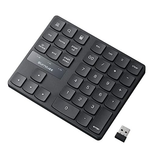 SurnQiee Wireless Numeric Keypad, 2.4G Number Pad 35-Keys Financial Accounting Rechargeable Number Keyboard for Laptop Desktop, PC