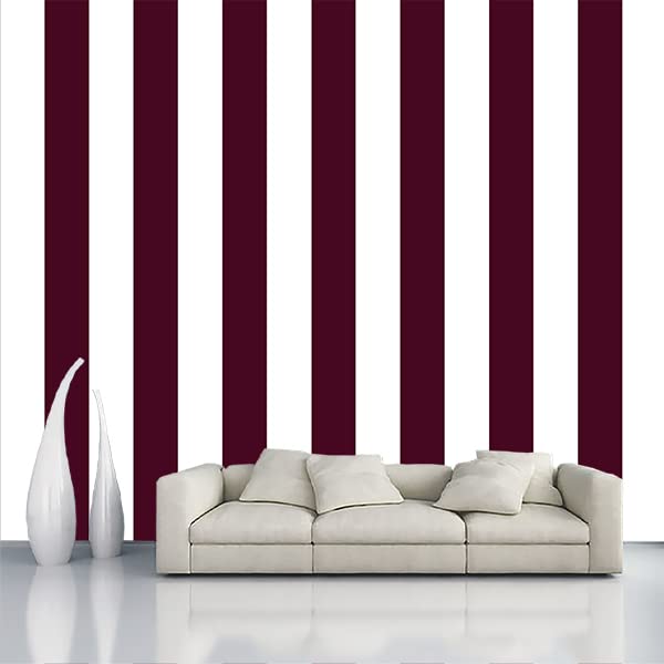 BP DESIGN SOLUTION Stripe Maroon White Wallpaper for Home Décor, Office