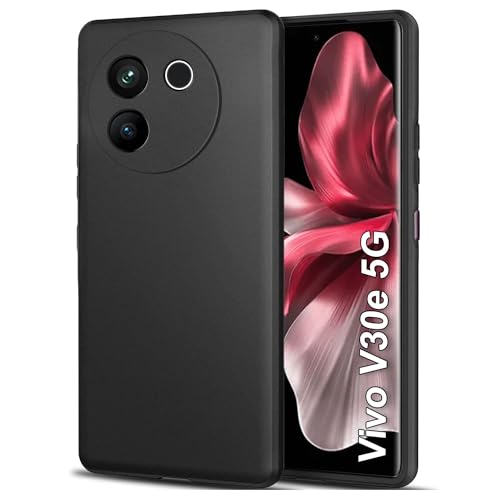 Image of TheGiftKart Sleek Back Cover Case for Vivo V30e 5G | Slim Fit Protective Design | Ultra Matte Finish | Camera Protection Bump | Soft Silicon Back Cover Case for Vivo V30e 5G (Silicone, Black)