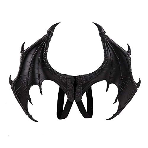 BaronHong Halloween Mardi Gras Costume Cosplay Demon Dragon Wings for Adult(black M)