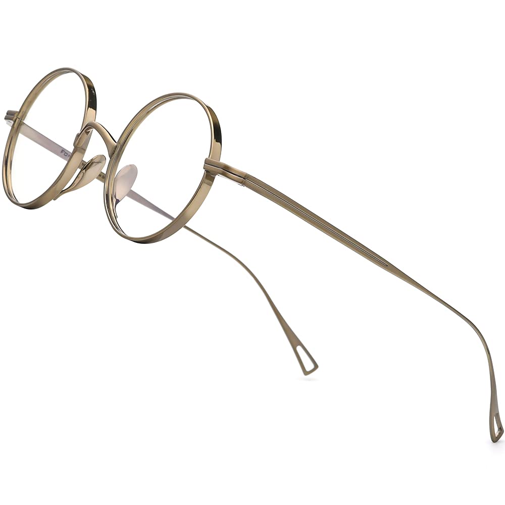 FONEX Titanium Glasses Frame, Women Vintage Retro Round Myopia Optical Eyeglasses Frames