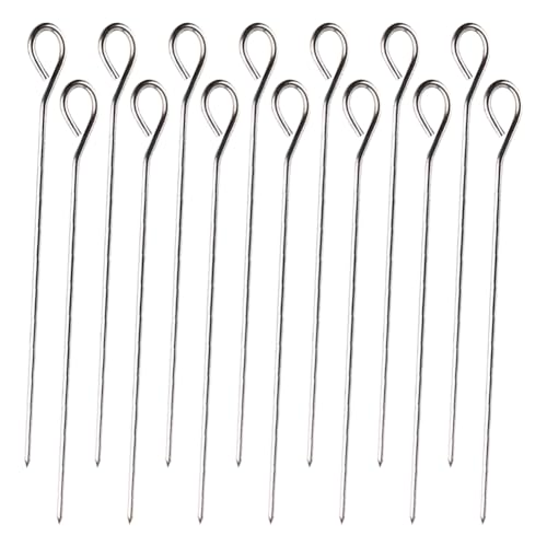 FSSTUD 30 Pcs 15cm Turkey Lacers Stainless Steel Skewers Metal Barbecue Sticks Meat Roasting Needles Chicken Grilling Skewers Long BBQ Sticks for Trussing