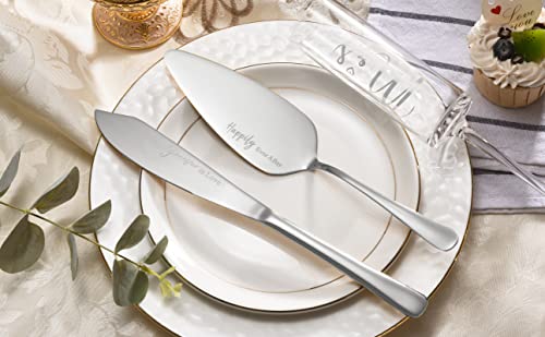 Wedding Cake Knife And Server Set, Modern Style Silver Wedding Champagne Flutes, Bride And Groom Champagne Flutes Toasting Glasses Engraved Mr And Mrs, Cake Cutting Set For Wedding Engagement Gifts #TOP1