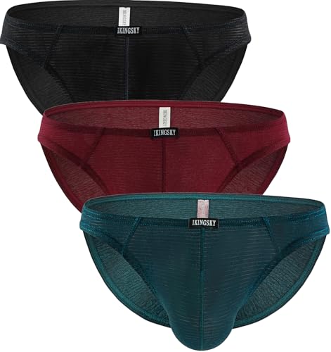 iKingsky Men's Bulge Briefs Sexy Breathable Underwear Low Rise Spandex Under Panties for Men
