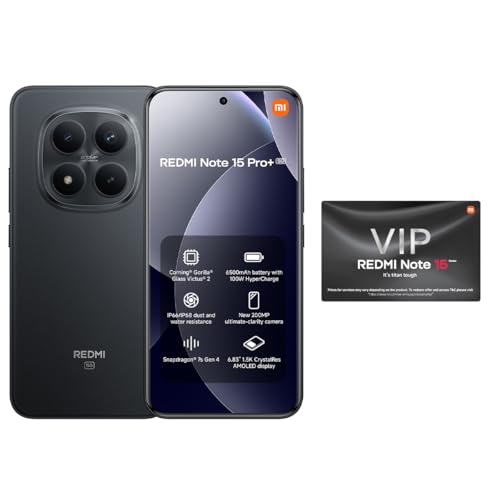 Xiaomi Redmi Note 15 Pro+ 5G Smartphone 12+512GB Black 6500mAh Battery