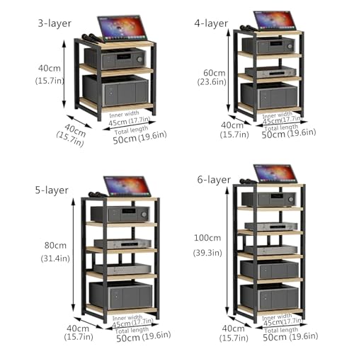 Rack audio stéréo à 5 niveaux et support meuble multimédia ouvert réglable - 3