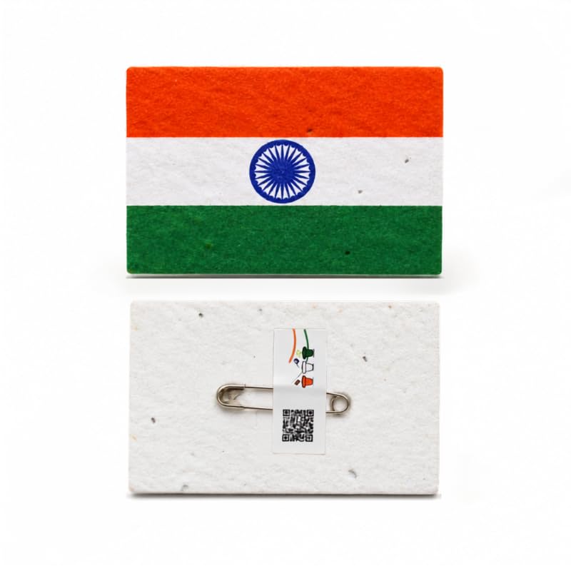 Seed Paper India | TRI-COLOUR PLANTABLE Badge- indian Flag Colour Badge MADE OF SEED Paper (indian flag color Printed Plantable BADGE)| Rectangle shape BADGE-image-41